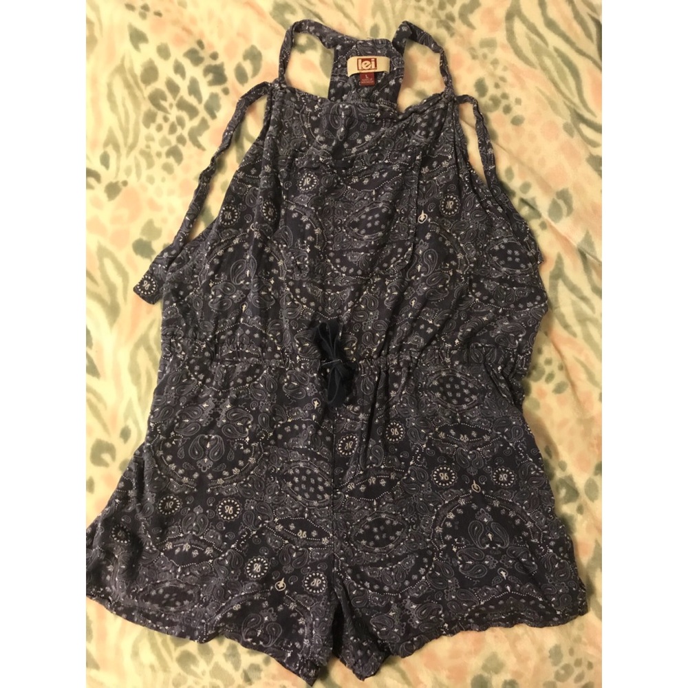 Blue bandanna print Romper
